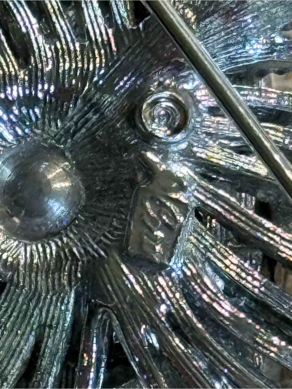 Vintage Coro Silver Tone‎ Blue Aurora Borealis Rhinestone Burst Brooch Pin MCM